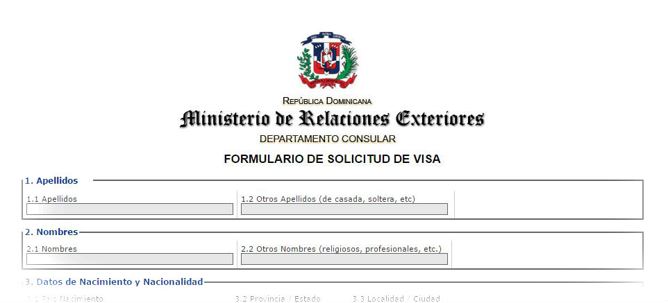Formulario de solicitud de visa