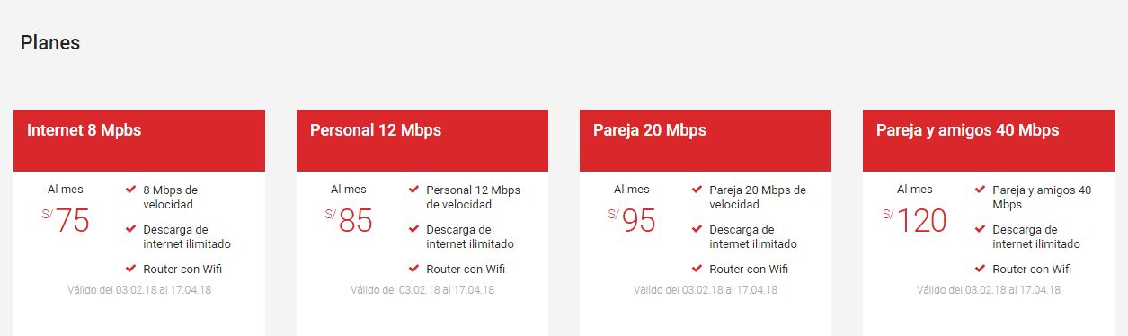 Planes de Internet Claro Perú 2018